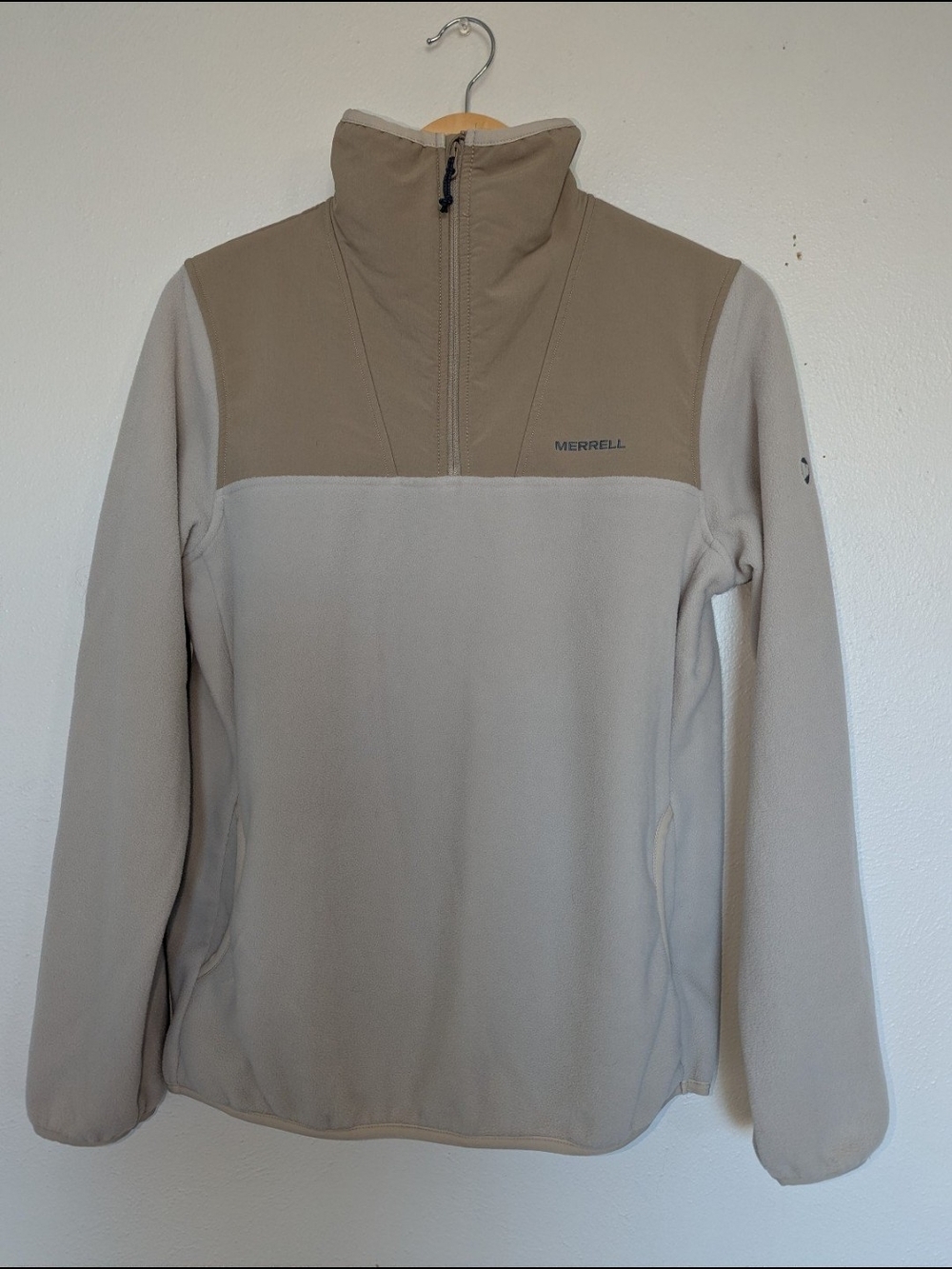 Merrell Women's Two-Tone Beige/Tan Half-Zip Fleece Pullover